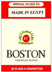 BOSTON made in Egypt American blend 20 class A cigarettes EC - לוגו סימן מסחר רשום