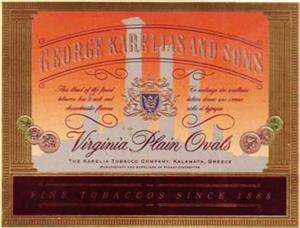 GEORGE KARELIAS and SONS VIRGINIA PLAIN OVALS the karelia tobacco company, kalamata, greece  fine tobaccos since 1888 - לוגו סימן מסחר רשום