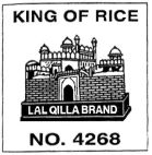 KING OF RICE  LAL QILLA BRAND NO. 4268 - לוגו סימן מסחר רשום