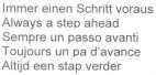 immer einen schirt voraus always a step ahead sempre un passo avanti  toujours u - לוגו סימן מסחר