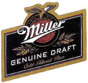 MILLER GENUINE DRAFT Cold Filtered Beer Since 1855 - לוגו סימן מסחר רשום