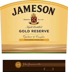 JAMESON Established Since 1780 Triple Distilled GOLD RESERVE THREE WOOD MATURATION Opulent & Complex - לוגו סימן מסחר רשום