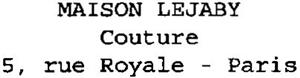 MAISON LEJABY Couture 5, rue Royale - Paris - לוגו סימן מסחר