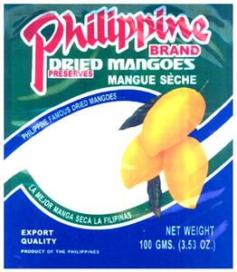 Philippine BRAND DRIED MANGOES PRESERVES MANGUE SÈCHE - לוגו סימן מסחר