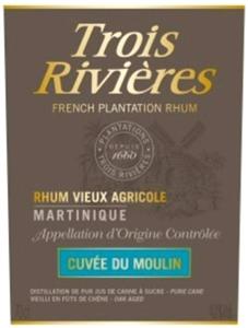 Trois Rivières FRENCH PLANTATION RHUM RHUM VIEUX AGRICOLE MARTINIQUE Appellation d'Origine Contrôlée CUVÉE DU MOULIN - לוגו סימן מסחר