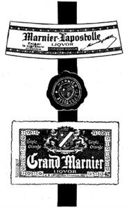 MARNIER LAPOSTOLLE LIQVOR  cordon rouge Grand Marnier LIQVOR Triple Orange fondateur 1827 - לוגו סימן מסחר רשום