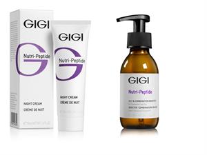 GIGI G Nutri-Peptide NIGHT CRE'AM CREME DE NUIT  GIGI Nutri-Peptide OILY & COMBINATION BOOSTER For Professional Use Only BOOSTER COMBINASION GRASSE - לוגו סימן מסחר