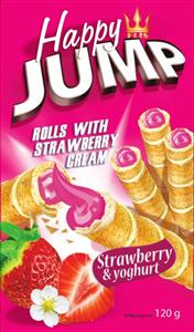FLIS Happy JUMP ROLLS WITH STRAWBERRY CREAM Strawberry & yoghurt 120 g - לוגו סימן מסחר רשום