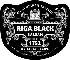 RIGAS MELNAIS BALZAMS RIGA BLACK BALSAM SINCE 1752 ORIGINAL RECIPE ALL NATURAL BOTANICALS SINGLE BARREL PROCESS - לוגו סימן מסחר רשום
