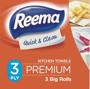 Reema Quick & Clean KITCHEN TOWELS PREMIUM 3 BIG ROLLS 3 PLY - לוגו סימן מסחר רשום