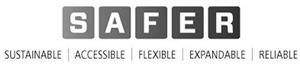 S A F E R SUSTAINABLE ACCESSIBLE FLEXIBLE EXPANDABLE RELIABLE - לוגו סימן מסחר רשום