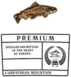 PREMIUM DISTILLED AND BOTTLED IN THE HEART OF EUROPE CARPATHIAN MOUNTAIN - לוגו סימן מסחר רשום