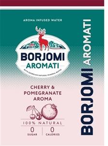 BORJOMI AROMATI AROMA INFUSED WATER WITH GEORGIAN NATURAL MINERAL WATER CHERRY & POMEGRANATE AROMA 100% NATURAL 0 SUGAR 0 CALORIES - לוגו סימן מסחר