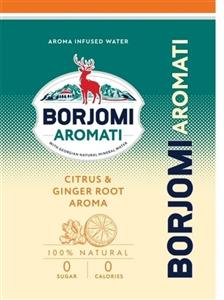 BORJOMI AROMATI AROMA INFUSED WATER WITH GEORGIAN NATURAL MINERAL WATER CITRUS & GINGER ROOT AROMA 100% NATURAL 0 SUGAR 0 CALORIES - לוגו סימן מסחר
